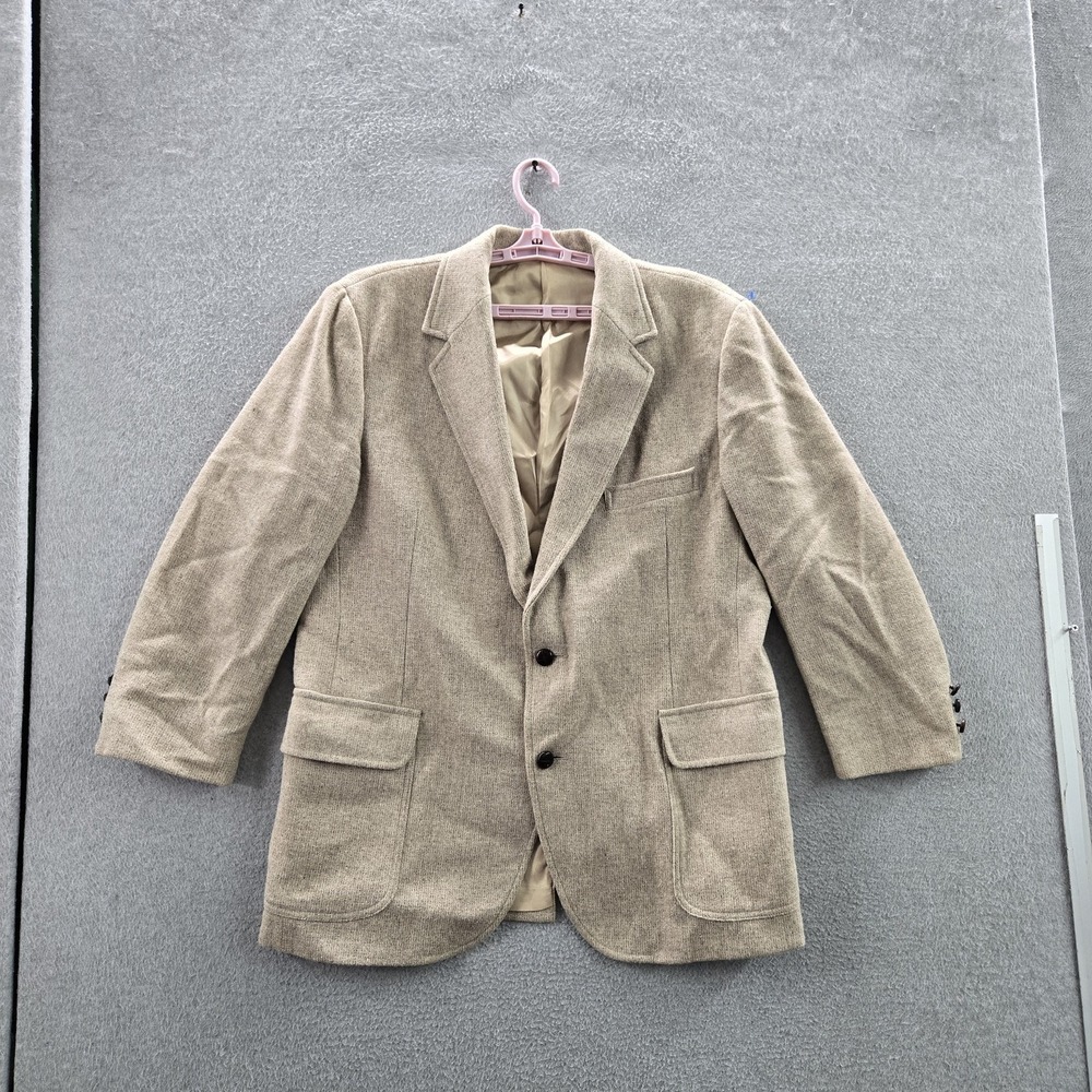 VINTAGE Pendleton Men Blazer 46 Beige Suit‎ Jacket Classic Button Made In USA